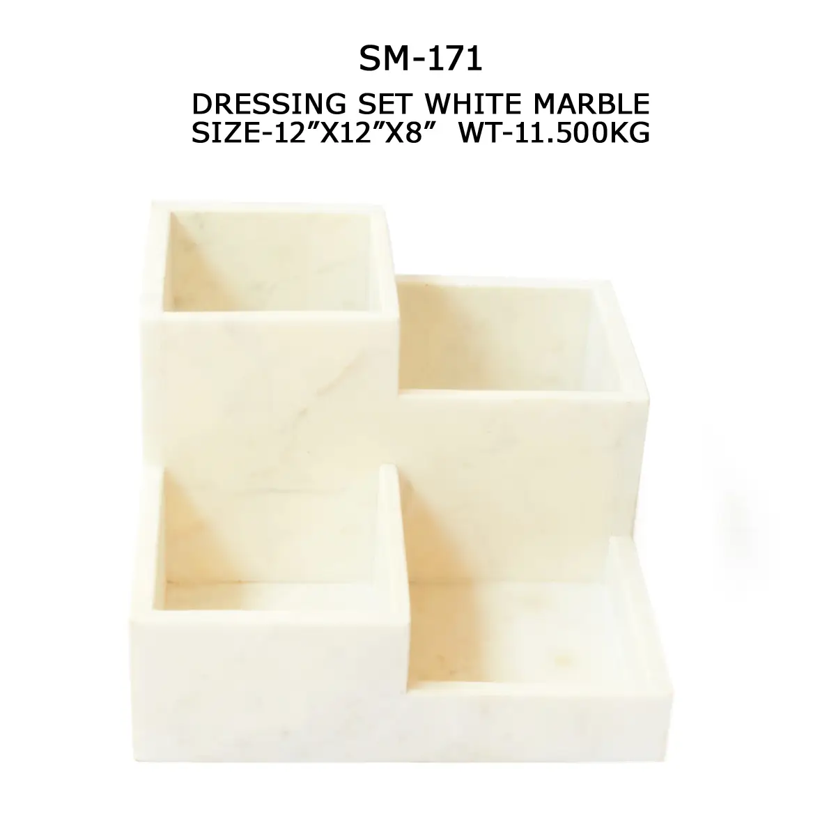 DRESSING SET WHITE MARBLE